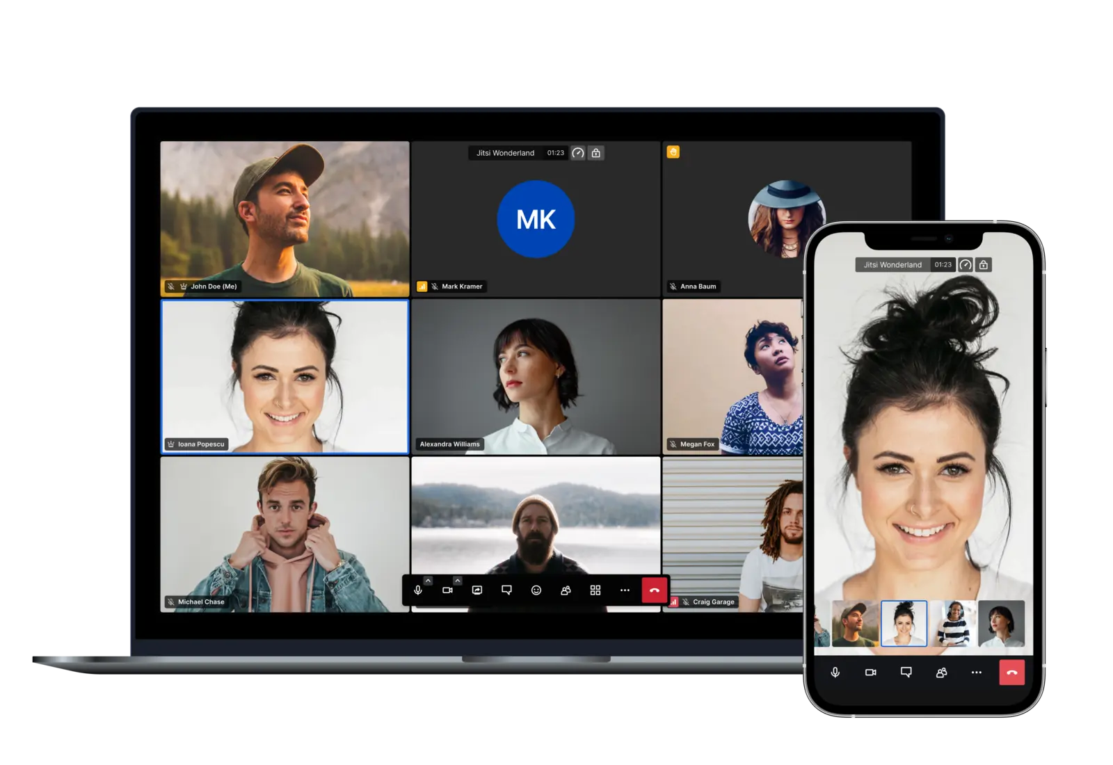 Videoconference running in a browser with the meeting controls visible